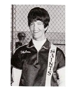 A young man in a black and white photo.