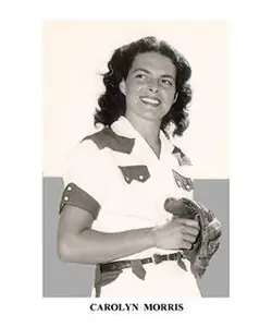 A woman in white shirt holding a baseball glove.