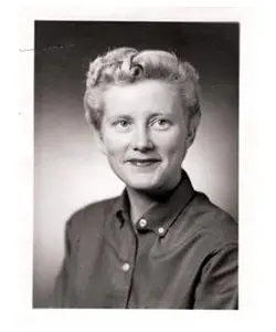 A black and white photo of an older woman.