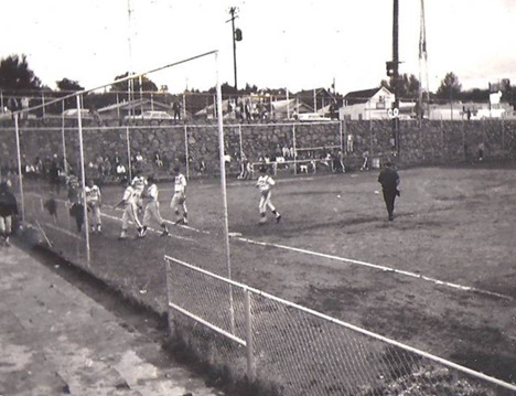 A baseball game in progress with the batter up.